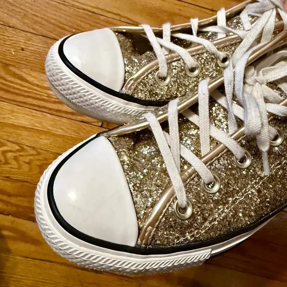 Converse Chuck Taylor All Star Gold Glitter Sneakers Wmn 6 - Picture 9 of 10